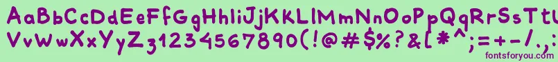 Comiquitasans Font – Purple Fonts on Green Background