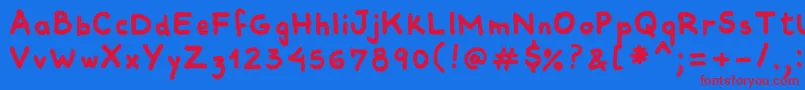 Comiquitasans Font – Red Fonts on Blue Background