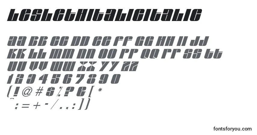 Schriftart LeslethItalicItalic – Alphabet, Zahlen, spezielle Symbole