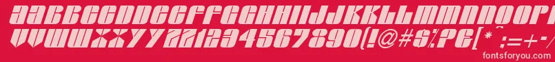 フォントLeslethItalicItalic – 赤い背景にピンクのフォント