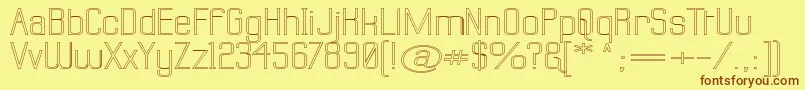 フォントLabtswo – 茶色の文字が黄色の背景にあります。