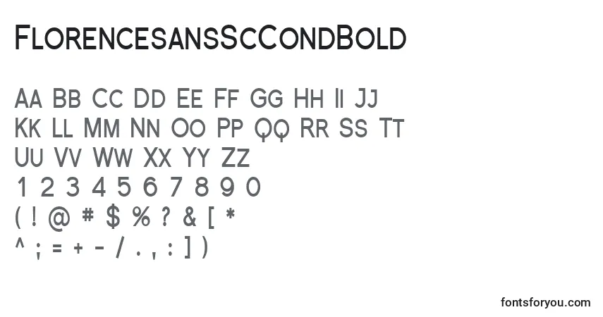 Шрифт FlorencesansScCondBold – алфавит, цифры, специальные символы