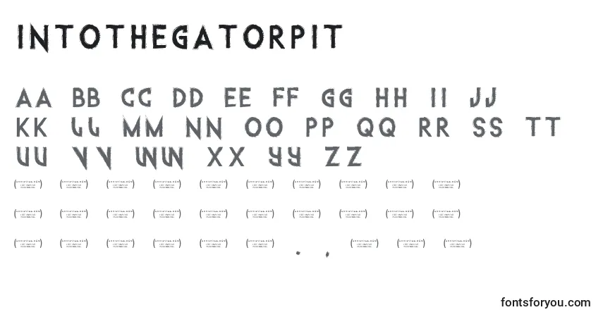 A fonte Intothegatorpit – alfabeto, números, caracteres especiais