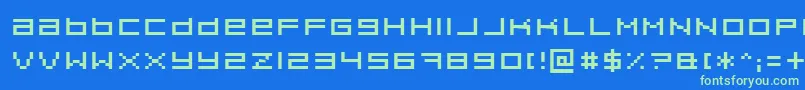 PixeldustExpanded Font – Green Fonts on Blue Background