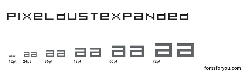 Размеры шрифта PixeldustExpanded