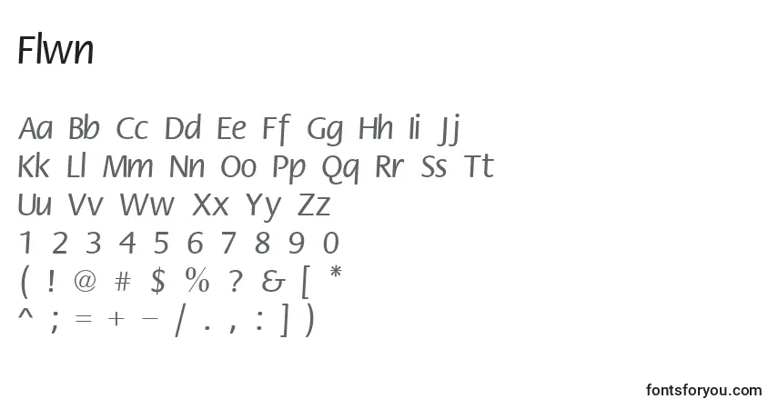 Schriftart Flwn – Alphabet, Zahlen, spezielle Symbole