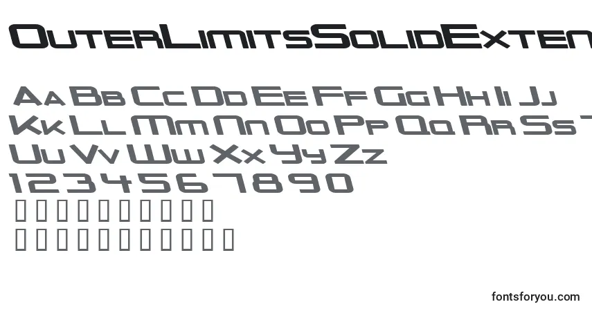 Шрифт OuterLimitsSolidExtendedItalic – алфавит, цифры, специальные символы