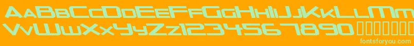 OuterLimitsSolidExtendedItalic-Schriftart – Grüne Schriften auf orangefarbenem Hintergrund