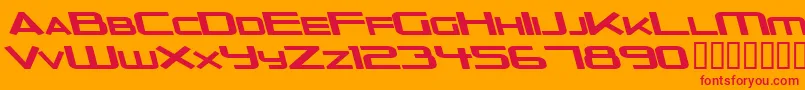 OuterLimitsSolidExtendedItalic-Schriftart – Rote Schriften auf orangefarbenem Hintergrund