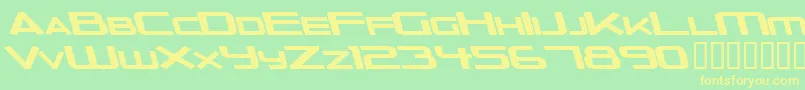 Fonte OuterLimitsSolidExtendedItalic – fontes amarelas em um fundo verde