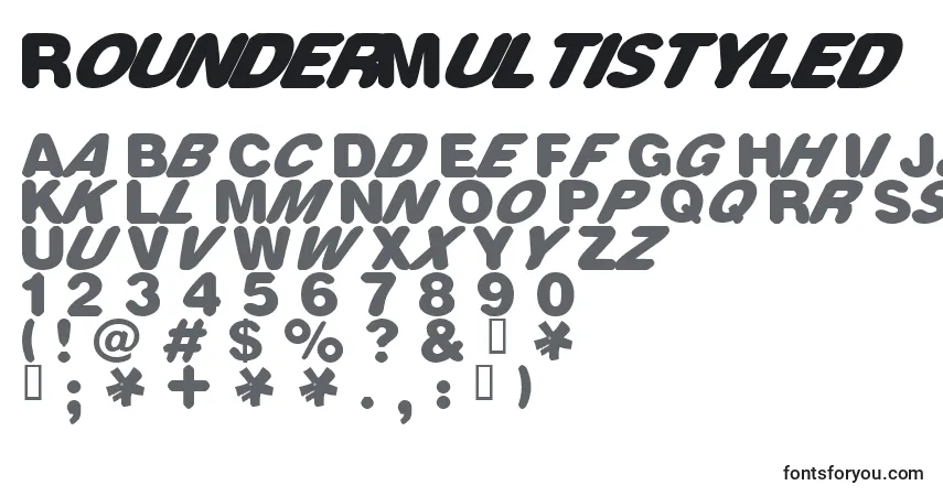 Schriftart RounderMultistyled – Alphabet, Zahlen, spezielle Symbole