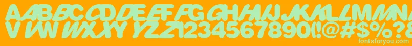 RounderMultistyled-Schriftart – Grüne Schriften auf orangefarbenem Hintergrund