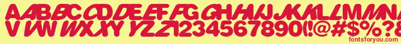 フォントRounderMultistyled – 赤い文字の黄色い背景