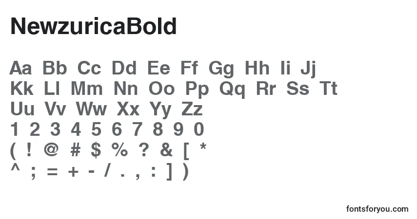 Шрифт NewzuricaBold – алфавит, цифры, специальные символы