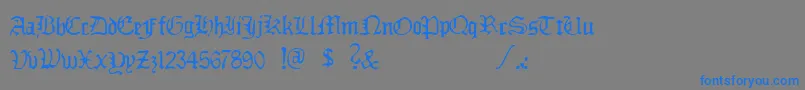 DeadlyBreakfast-Schriftart – Blaue Schriften auf grauem Hintergrund