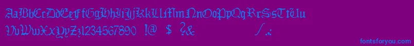 フォントDeadlyBreakfast – 紫色の背景に青い文字