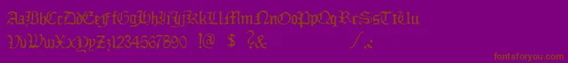 DeadlyBreakfast-Schriftart – Braune Schriften auf violettem Hintergrund