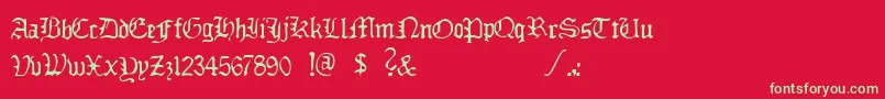 フォントDeadlyBreakfast – 赤い背景に緑の文字