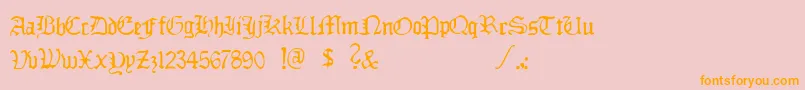 DeadlyBreakfast-Schriftart – Orangefarbene Schriften auf rosa Hintergrund