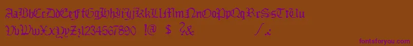 DeadlyBreakfast-fontti – violetit fontit ruskealla taustalla
