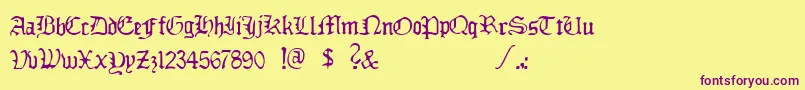 DeadlyBreakfast Font – Purple Fonts on Yellow Background