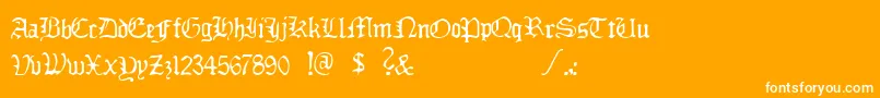 DeadlyBreakfast-Schriftart – Weiße Schriften auf orangefarbenem Hintergrund