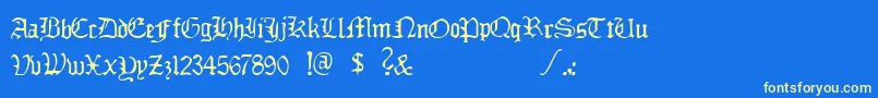 DeadlyBreakfast Font – Yellow Fonts on Blue Background
