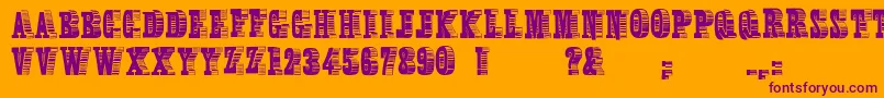 Weitere Informationen zur Broadcasttitling-Schriftart Broadcasttitling-Schriftart – Violette Schriften auf orangefarbenem Hintergrund
