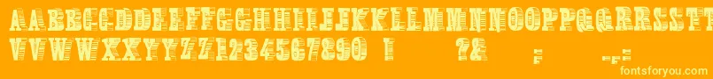 Broadcasttitling-Schriftart – Gelbe Schriften auf orangefarbenem Hintergrund