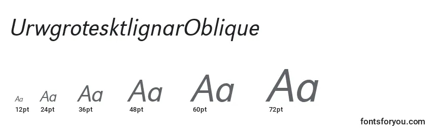 Размеры шрифта UrwgrotesktlignarOblique