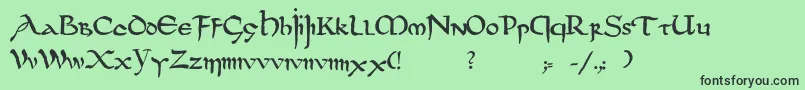 フォントDsuncialfunnyc – 緑の背景に黒い文字