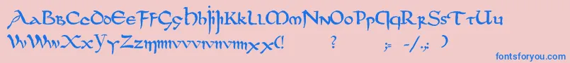 フォントDsuncialfunnyc – ピンクの背景に青い文字