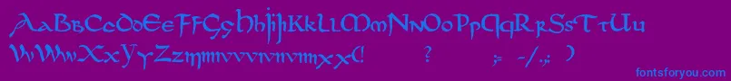 Dsuncialfunnyc-Schriftart – Blaue Schriften auf violettem Hintergrund