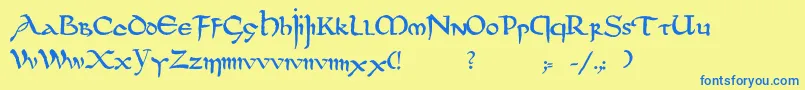 Dsuncialfunnyc-fontti – siniset fontit keltaisella taustalla