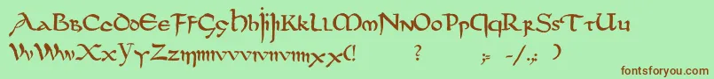 Dsuncialfunnyc-Schriftart – Braune Schriften auf grünem Hintergrund