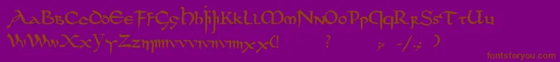 フォントDsuncialfunnyc – 紫色の背景に茶色のフォント