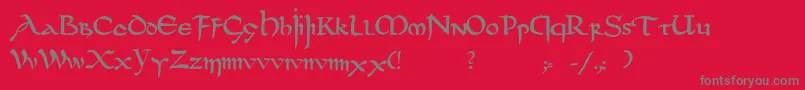 Dsuncialfunnyc-fontti – harmaat kirjasimet punaisella taustalla