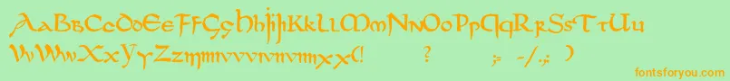 Dsuncialfunnyc-Schriftart – Orangefarbene Schriften auf grünem Hintergrund