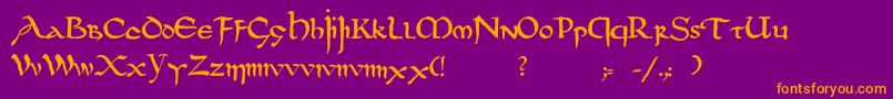 Dsuncialfunnyc-Schriftart – Orangefarbene Schriften auf violettem Hintergrund