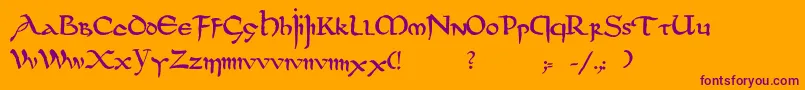 Dsuncialfunnyc-Schriftart – Violette Schriften auf orangefarbenem Hintergrund