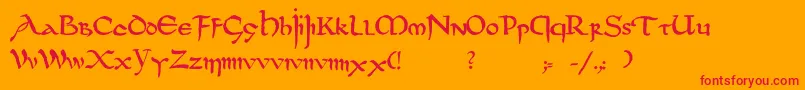 Шрифт Dsuncialfunnyc – красные шрифты на оранжевом фоне