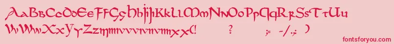 Dsuncialfunnyc-fontti – punaiset fontit vaaleanpunaisella taustalla