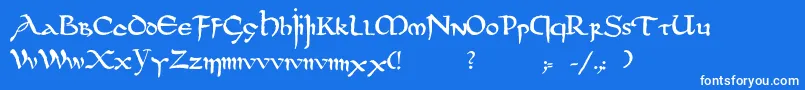 Шрифт Dsuncialfunnyc – белые шрифты на синем фоне