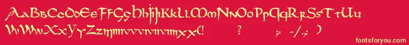 Dsuncialfunnyc-fontti – keltaiset fontit punaisella taustalla