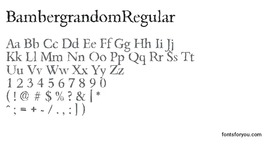 A fonte BambergrandomRegular – alfabeto, números, caracteres especiais