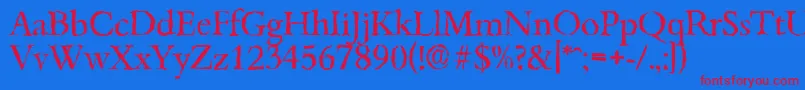 BambergrandomRegular Font – Red Fonts on Blue Background