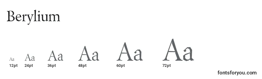 Размеры шрифта Berylium