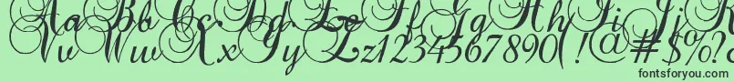 フォントBaroqueantiquescript – 緑の背景に黒い文字