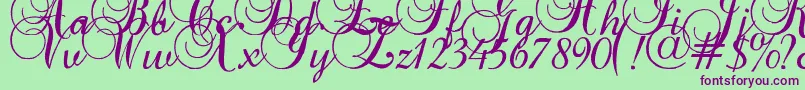 フォントBaroqueantiquescript – 緑の背景に紫のフォント