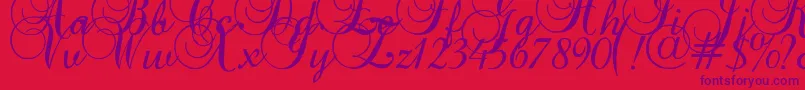 フォントBaroqueantiquescript – 赤い背景に紫のフォント